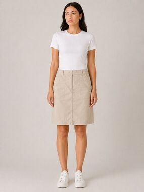 Cleo Petites Khaki Tan Lightweight Cotton Pencil Skirt 10P Coquette Summer